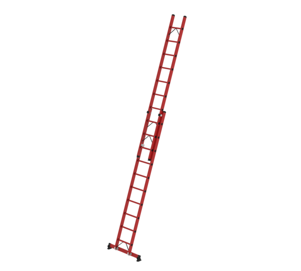 Sprossen-Schiebeleiter 2-teilig GFK mit nivello® Traverse 2x10 Sprossen | © MUNK GmbH