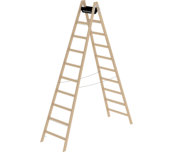 Double-sided rung ladder, wood, 2x10 rungs | © MUNK GmbH