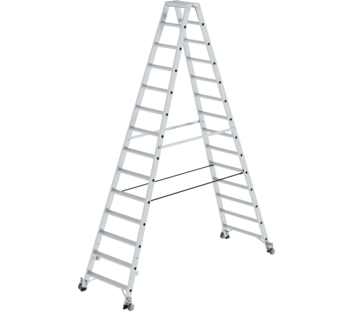 Stufen-Stehleiter beidseitig begehbar mit Rollen | © MUNK GmbH Stehl. beids.  m. Rollen, 2x14 St. | © MUNK GmbH