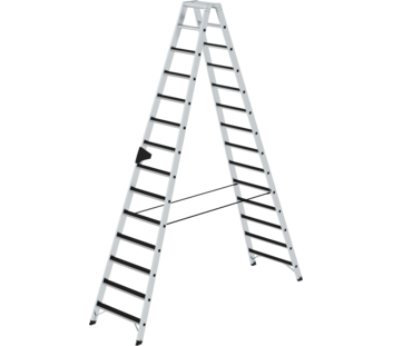 Stufen-Stehleiter beidseitig begehbar mit clip-step | © MUNK GmbH Stehl. beids.  m. clip-step, 2x14 St. | © MUNK GmbH