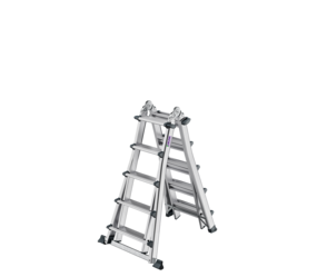 Stufen-Teleskopleiter 4-teilig mit Traverse 4x5 Stufen Position Stehleiter | © MUNK GmbH