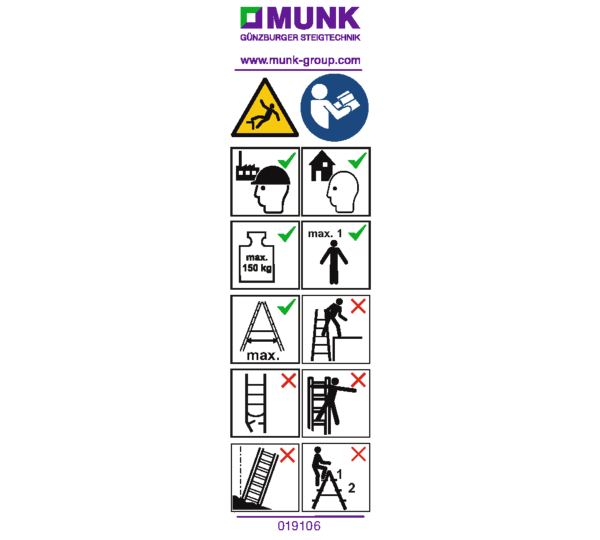 Aufkleber mit Benutzerhinweisen | © MUNK GmbH