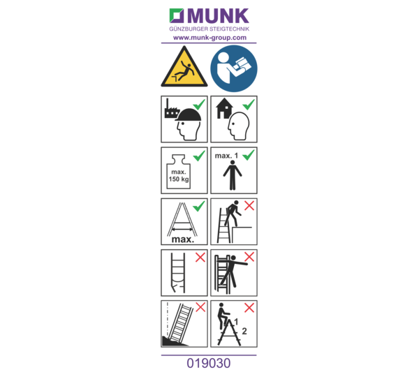 Aufkleber mit Benutzerhinweisen | © MUNK GmbH
