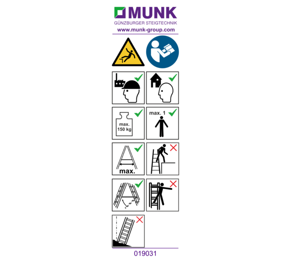 Aufkleber mit Benutzerhinweisen | © MUNK GmbH