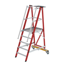 Platform ladder, RFG/alu, folding/mobile, 5 steps | © MUNK GmbH