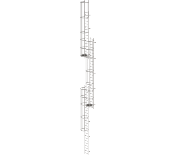 Mult-fl.vert. ladder w.back prot, st.stl. 16.32 m | © MUNK GmbH