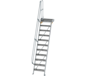 Stairs w. plat. 60° st. wid. 600 mm, 11 st, gr.alu | © MUNK GmbH