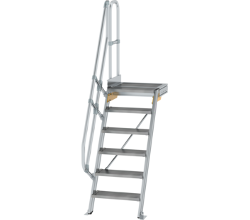Stairs w. plat. 60° st. wid. 600 mm, 6 st, gr. alu | © MUNK GmbH