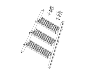 Zeichnung: Aufstieg einer Podesttreppe, Vorderseite | © MUNK GmbH