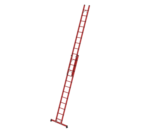 Sprossen-Schiebeleiter 2-teilig GFK mit nivello® Traverse 2x12 Sprossen | © MUNK GmbH