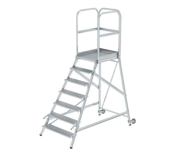 Plat.stairs, 1-sid.acc.w cast/handle gr.alum 7 st | © MUNK GmbH