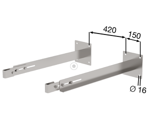 Support mural spécial rigide, inox 800-900mm  | © MUNK GmbH