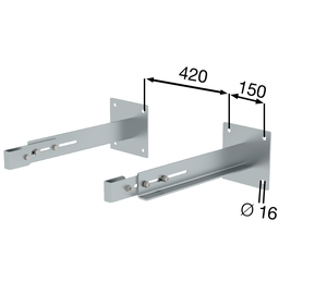 Sonderwandhalter starr, Stahl-verzinkt, 500-600mm | © MUNK GmbH