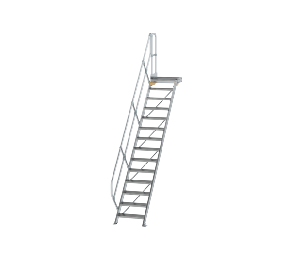 Treppe m. PF 45° St.br. 600 mm, 14 St., Alu ger. | © MUNK GmbH