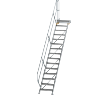 Esc. PF 45° larg. mar. 600 mm, 15 mar., alu strié | © MUNK GmbH