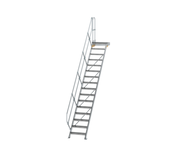 Treppe m. PF 45° St.br. 600 mm, 16 St., Alu ger. | © MUNK GmbH