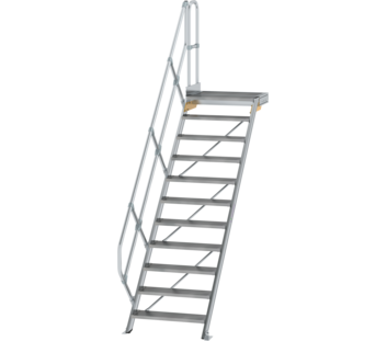 Stairs w. plat. 45° st. wid. 800 mm, 11 st, gr.al | © MUNK GmbH