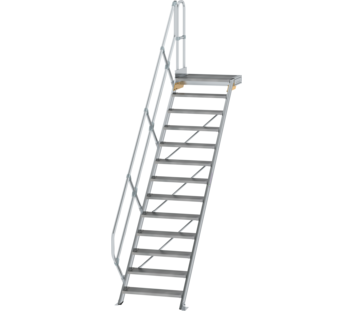 Treppe m. PF 45° St.br. 800 mm, 13 St., Alu ger. | © MUNK GmbH