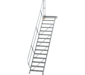 Stairs w. plat. 45° st. wid. 800 mm, 15 st, gr.al | © MUNK GmbH