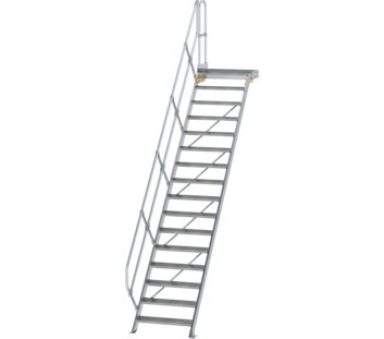 Treppe m. PF 45° St.br. 800 mm, 16 St., Alu ger. | © MUNK GmbH
