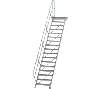 Treppe m. PF 45° St.br. 800 mm, 17 St., Alu ger. | © MUNK GmbH