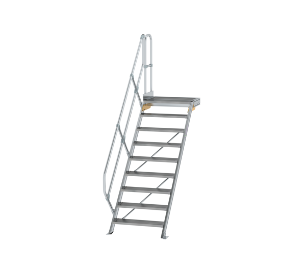 Stairs w. plat. 45° st. wid. 800 mm, 9 st, gr.al | © MUNK GmbH
