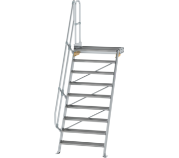 Stairs w. plat. 60° st.wid. 1,000 mm, 9 st, gr.alu | © MUNK GmbH