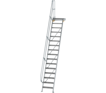 Stairs w. plat. 60° st. wid. 600 mm, 16 st, gr.alu | © MUNK GmbH