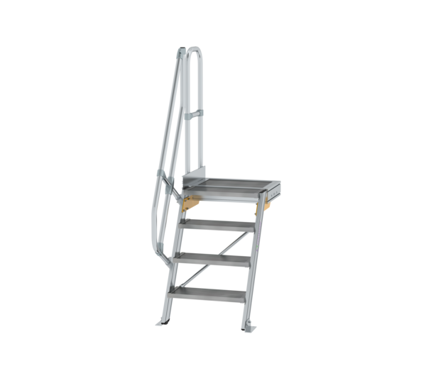 Stairs w. plat. 60° st. wid. 600 mm, 4 st, gr. alu | © MUNK GmbH