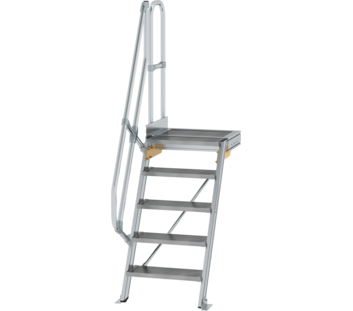 Stairs w. plat. 60° st. wid. 600 mm, 5 st, gr. alu | © MUNK GmbH