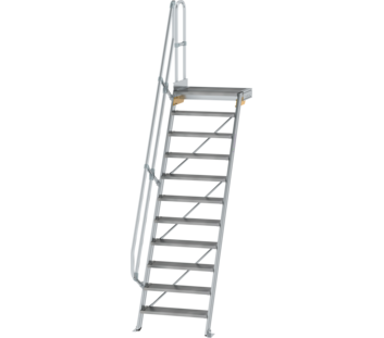 Stairs w. plat. 60° st. wid. 800 mm, 11 st, gr.alu | © MUNK GmbH