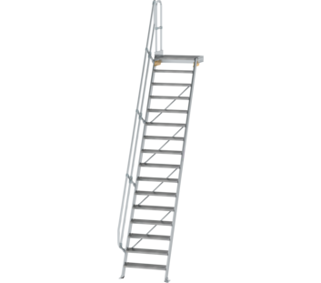 Treppe m. PF 60° St.br. 800 mm, 16 St., Alu ger. | © MUNK GmbH