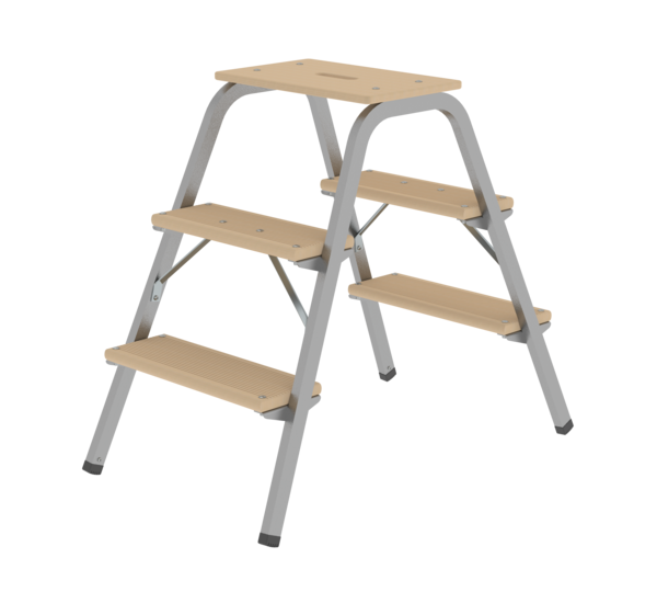 Escabeau acier-bois, 2 x 3 marches | © MUNK GmbH