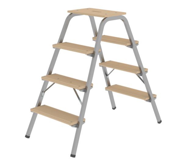Escabeau acier-bois, 2 x 4 marches | © MUNK GmbH