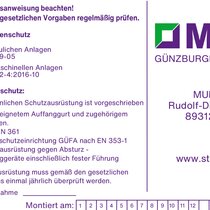 Identification plate f. fall protection device | © MUNK GmbH