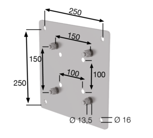 Plaque d’adaptateur en inox 100x100mm, 150x150mm | © MUNK GmbH