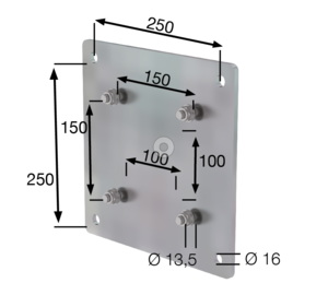 Adapterplatte Edelstahl 150x150mm  | © MUNK GmbH