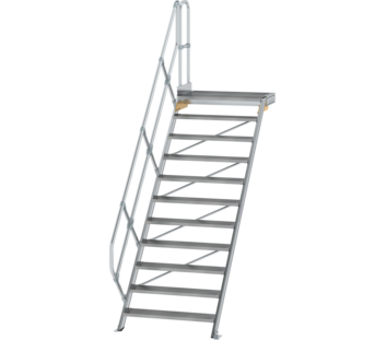 Stairs w. plat. 45° st.wid. 1,000 mm, 11 st, gr.al | © MUNK GmbH