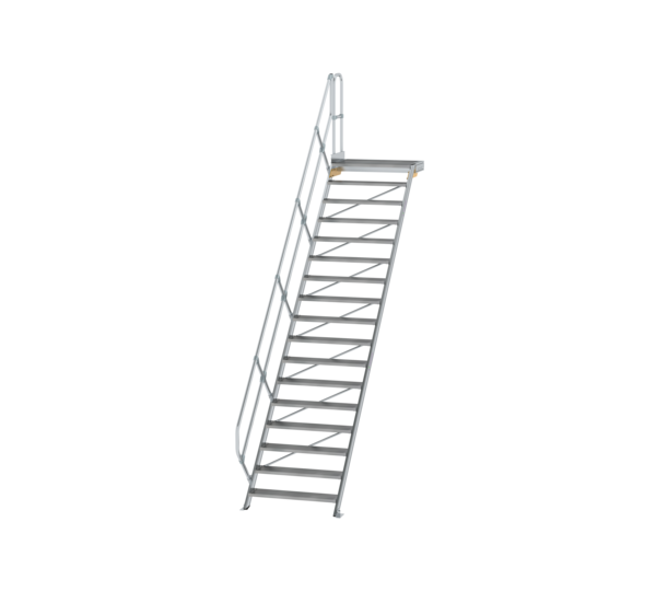 Stairs w. plat. 45° st.wid. 1,000 mm, 17 st, gr.al | © MUNK GmbH