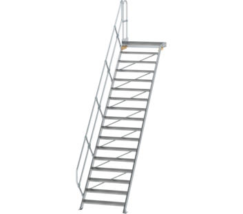 Stairs w. plat. 45° st.wid. 1,000 mm, 17 st, gr.al | © MUNK GmbH
