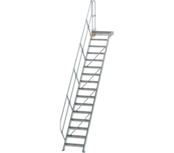 Stairs w. plat. 45° st. wid. 600 mm, 16 st, gr.al | © MUNK GmbH