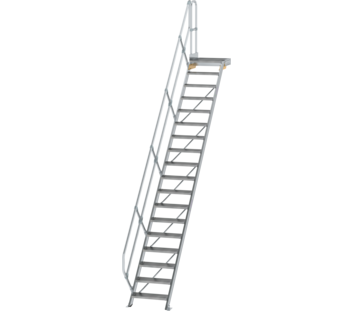 Stairs w. plat. 45° st. wid. 600 mm, 18 st, gr.al | © MUNK GmbH