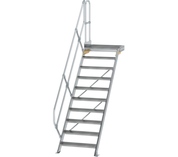 Escaliers avec plate-forme 45°, largeur de marches 800 mm, 10 marches, aluminium strié | © MUNK GmbH Esc. PF 45° larg. mar. 800 mm, 10 mar., alu strié | © MUNK GmbH