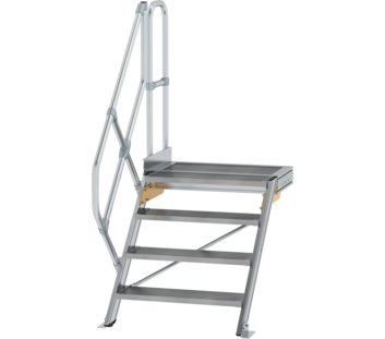 Escaliers avec plate-forme 45°, largeur de marches 800 mm, 4 marches, aluminium strié | © MUNK GmbH Esc. PF 45° larg. mar. 800 mm, 4 mar., alu strié | © MUNK GmbH