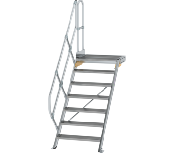 Stairs w. plat. 45° st. wid. 800 mm, 7 st, gr.al | © MUNK GmbH