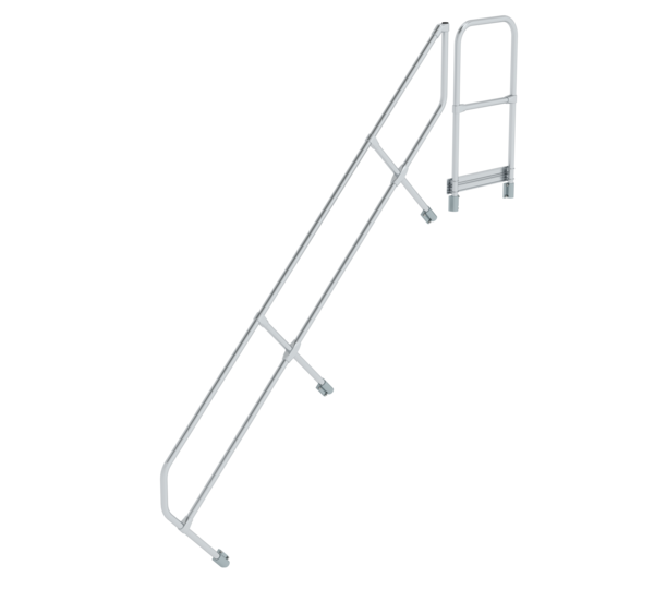 Treppe mit Plattform 45° zweiter Handlauf für 10 Stufen, Neigung 45° | © MUNK GmbH Treppe m. PF 45° 2. Handlauf für 10 St., 45° | © MUNK GmbH