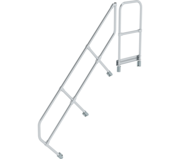 Escalier avec plate-forme 45°, deuxième main courante pour 7 marches, inclinaison 45° | © MUNK GmbH Esc. p-f 45° 2e main cour. pour 7 mar. 45° | © MUNK GmbH