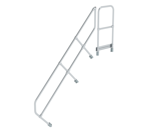 Treppe mit Plattform 45° zweiter Handlauf für 8 Stufen, Neigung 45° | © MUNK GmbH Treppe m. PF 45° 2. Handlauf für 8 St., 45° | © MUNK GmbH