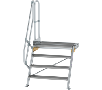 Escaliers avec plate-forme 60°, largeur de marches 1 000 mm, 4 marches, aluminium strié | © MUNK GmbH Esc. p-f 60° larg. mar. 1000 mm, 4 mar., alu strié | © MUNK GmbH