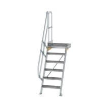 Stairs w. plat. 60° st. wid. 600 mm, 6 st, gr. alu | © MUNK GmbH